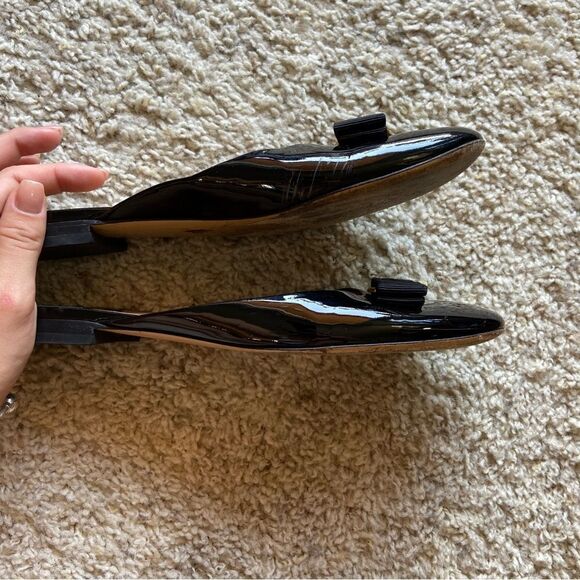 Salvatore Ferragamo  Patent Leather Black Flats Made in Italy Size 7.5 - Picture 8 of 12